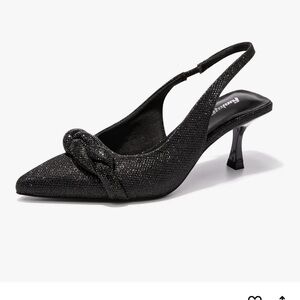 FUNKYMONKEY Women's Slingback Pumps Wedding Party Shoes Size 9 glitter black